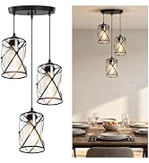 Phaosio 3-Light Pendant Lighting, Industrial Farmhouse Hanging Light Fixture with Clear Glass Sha...