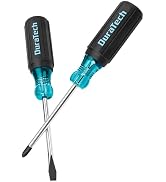 DURATECH 2-Piece Professional Screwdriver Set, Phillips &amp; Flathead | S2 Steel Construction, Non-S...