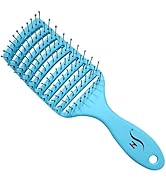 HerStyler Curved Vented Hair Brush - Blue, Detangling Brush for Curly Hair, Wet Hair Brush, All H...