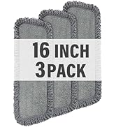 16.5 inch Mop Pads Refills, 3 Pack Microfiber Reusable Replacement Mop Pads Flat Replacements Hea...