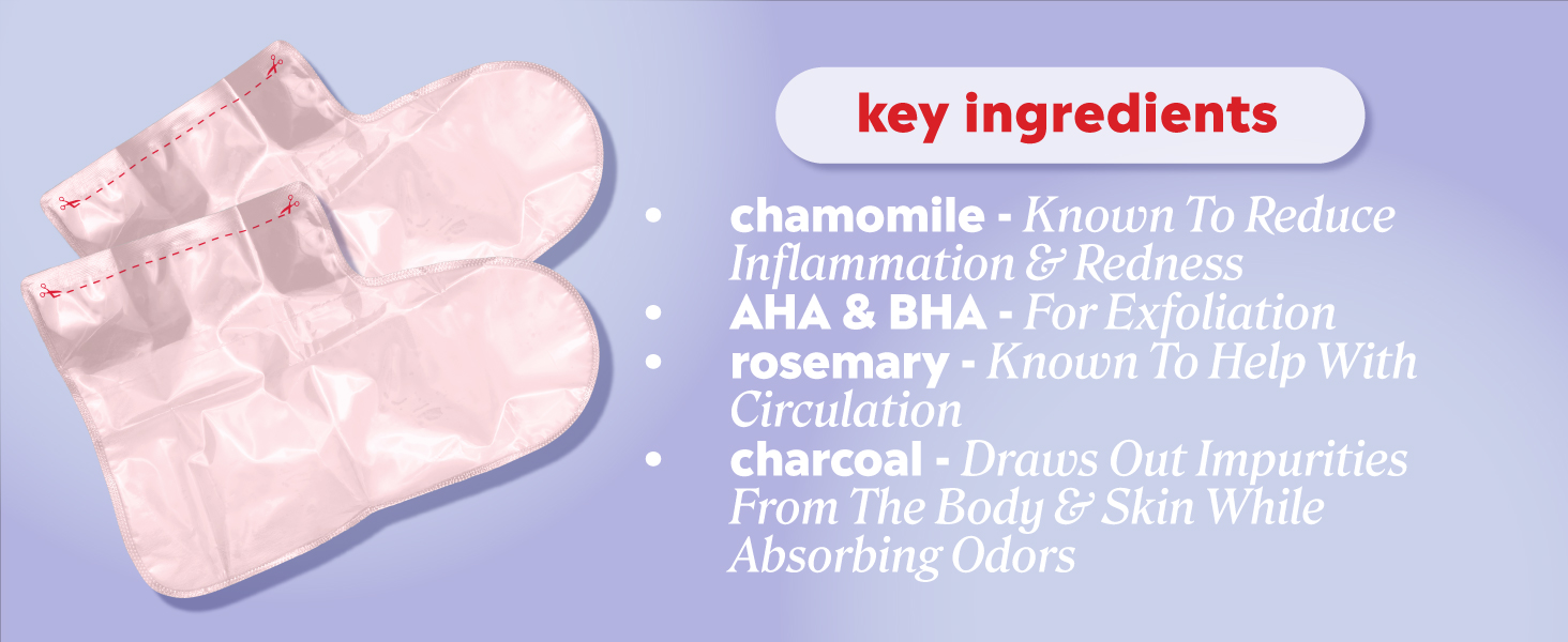 Chamomile reduces inflammation, AHA &amp;amp; BHA to exfoliate, rosemary for circulation