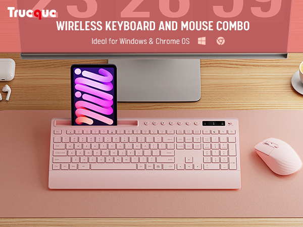 Full Size Pink wireless keboard and mouse