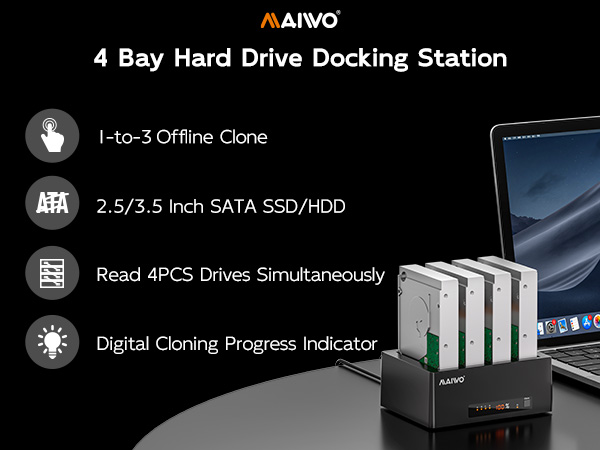 4 bay 2.5 3.5 inch sata hard drive ssd cloner duplicator docking station to usb 3.0 adapter