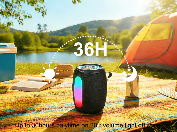 Bluetooth speaker has 30 hours long battery life on 20% volume.