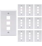 VCE 3 Port Keystone Wall Plate UL Listed (10-Pack), Single Gang Wall Plates for RJ45 Keystone Jac...