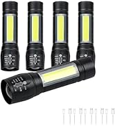 Hilngav 5 Pack Mini Small Pocket LED Flashlight USB-C Rechargeable High Lumens Bright Powerful ED...