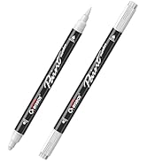 Overseas White Acrylic Paint Markers, 2 Pack Dual Tip Paint Pens Acrylic Markers with Dot and Bru...