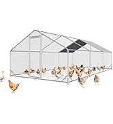 Aoxun Large Metal Chicken Coop, Outdoor Chicken Runs for Yard with Cover, Spire Roof Hen House En...