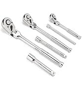 WRANIX 6-Piece Flex Head Ratchet Wrench Set, 1/4", 3/8", 1/2" Drive, 90T Quick-Release Reversible...