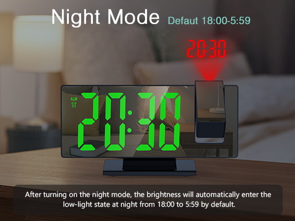 ORIA Projection Alarm Clock, LED Electronic Alarm Clock, 7.8" Mirror Desk Alarm Clock