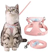 Cat Harness and Leash for Walking Soft Adjustable Escape Proof Ultra Light Breathable Cat Vest fo...