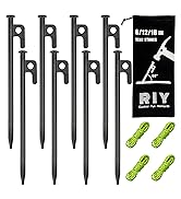 8 Pack Tent Stakes Heavy Duty Metal Tent Pegs for Camping Steel Tent Stakes 8 inch Unbreakable an...