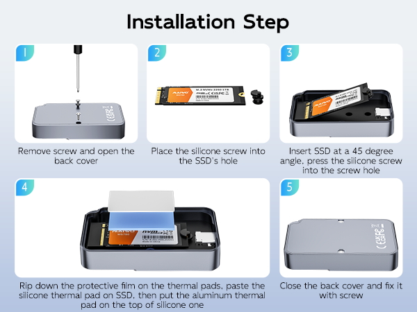 Magnetic NVMe enclosure 10Gbps for 2230 2242
