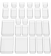 Kutesna 25 PCS Improved Large Drawer Organizer Set, Clear Plastic 4-Sizes Desk Organizer Trays, D...