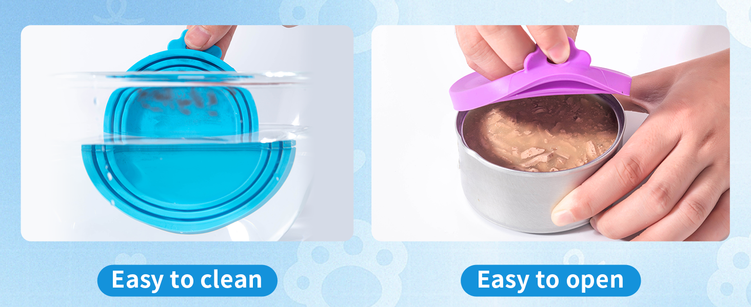 Text reads 'Easy to clean'. Multiple panels showing cleaning process with blue cleaning solution and hands demonstrating wiping motions.
