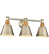 FEMILA Antique Brass Bathroom Vanity Light, 3-Lights Industrial Modern Wall Sconce Bathroom Light...