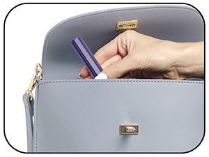 Small and discreet to carry in a travel bag or purse