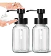 GMISUN Foam Soap Dispenser, 2 Pack 8.5 Oz Clear Glass Soap Dispenser for Bathroom &amp; Kitchen, Mode...