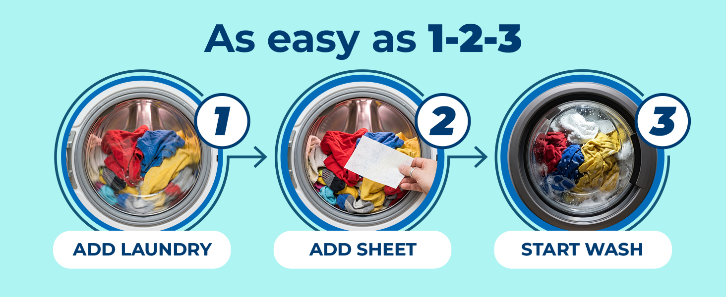 Carbona Color Grabber sheets added to laundry loads for simple color protection during washing