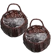 DOITOOL Rattan Woven Hanging Basket: 2PCS Wicker Wall Planter Woven Hanging Storage Basket Wall F...