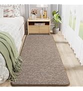 Chicrug 2x6 Brown White Runner Rugs for Bedroom, Memory Foam Low-Pile Hallway Carpet Runner Rug f...