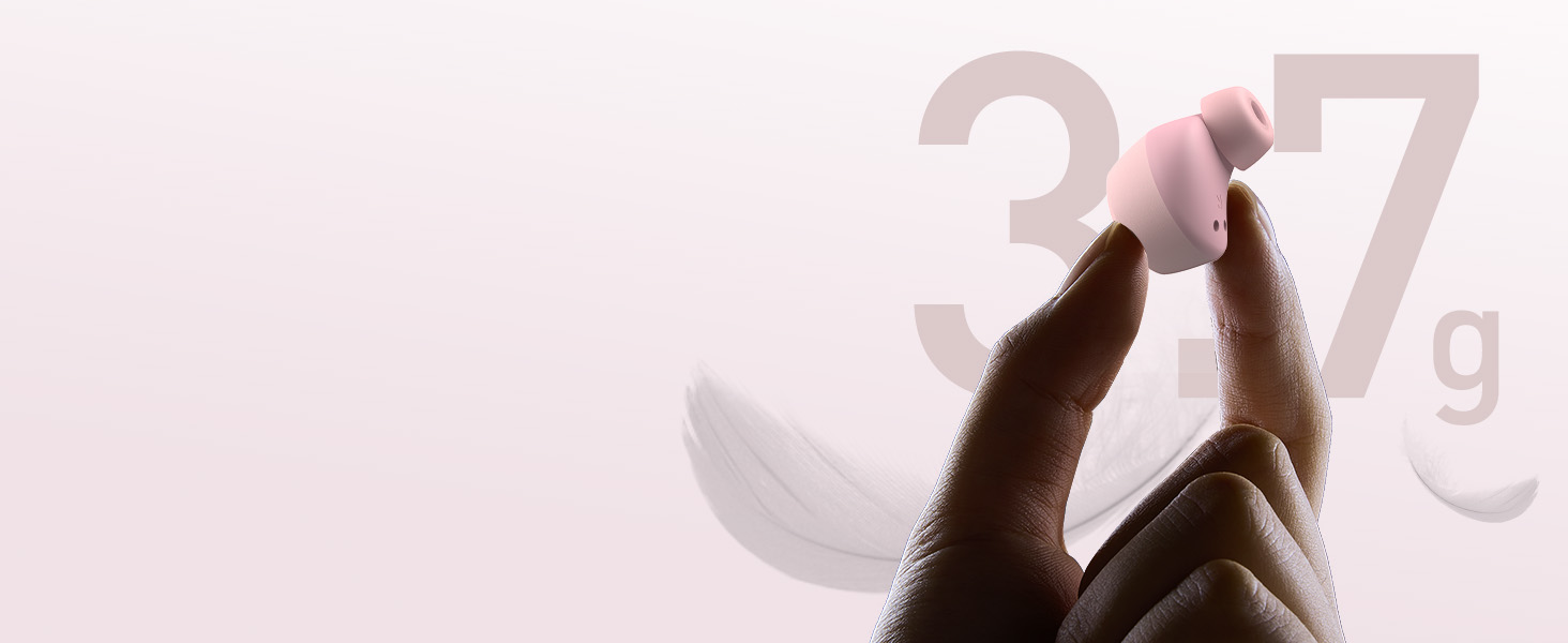 Ultra-lightweight 3.7g in-ear earbud design for comfortable everyday wireless listening