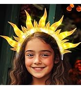 DRESBE Light Up Sun Headbands LED Fire Halo Headband Flame Glow Party Rave Hair Accessories for G...