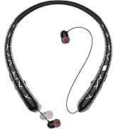 MOCANIO Retractable Neckband Bluetooth Headphones, No-Tangle Wireless Earbuds with 14Hrs Playtime...