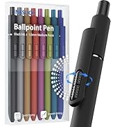 InkSlick 8 Pcs Black Ballpoint Pens - 1.0mm Medium Point Smooth Writing Black Ink Ball Point Pens...