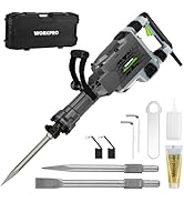 WORKPRO 60?J Demolition Jack Hammer – 15A Heavy Duty Electric Concrete Breaker, 1900 BPM Industri...