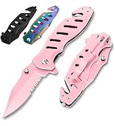 Pink Pocket Knife for Women - Legal Small Knife - 2.75 Inch Serrated Blade - Womens Knife for Sel...