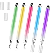 5 Pcs 2 in 1 Stylus Pen for Touchscreen,iPad,iPhone,Gradient Colored Stylus Pen,High Precision &amp; ...