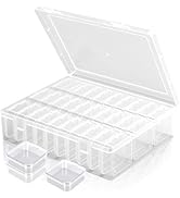Qryuvfek Bead Organizer Box, 31 Mini Clear Jewelry Organizers and Hinged Lid Bead Storage Contain...