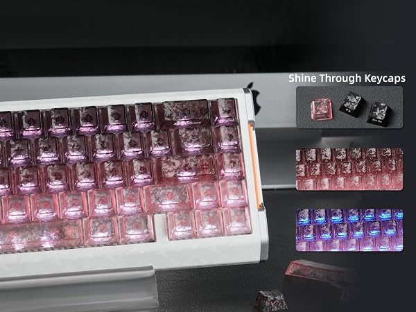 Clear Keycaps, Translucent Keycaps Set Keyboard Caps Cherry Profile,Custom Shine through Keycaps