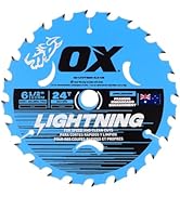 OX Tools Lightning 6-1/2 inch 24 Tooth Circular Saw Blade for Framing - 5/8 inch Bore Carbide Tip...