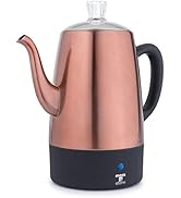 Moss &amp; Stone Electric Coffee Percolator Copper Body with Stainless Steel Lids Coffee Maker | Perc...
