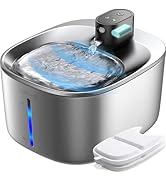 FEELNEEDY Cat Water Fountain Battery Operated, 4L/135fl oz Stainless Steel Pet Water Fountain for...