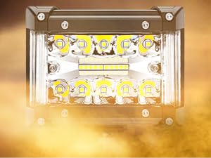 Nilight 4.3 Inch Triple Row Spot Flood Combo Side Shooter Light Bar Dust Test