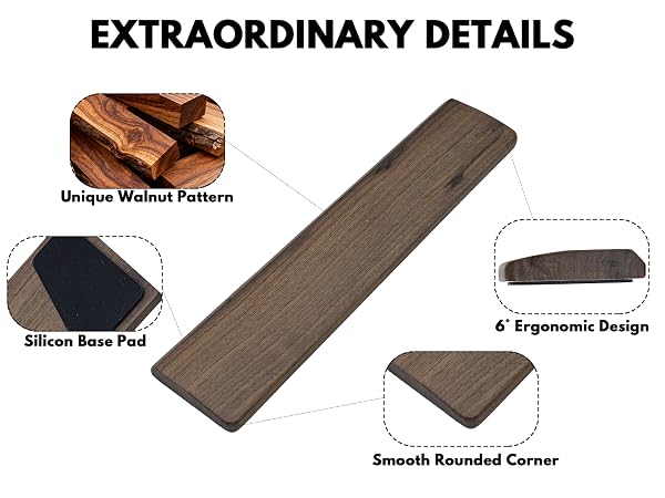 Hausmoda walnut wood wrist rest