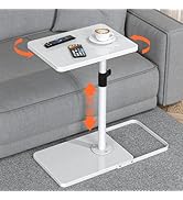 TV Tray Table for Couch - Adjustable Height &amp; 360°Swivel Panel Design,Larger Metal and Wooden Bas...