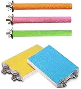 Hamiledyi 5 Pcs Parrot Perch Stand,Natural Wood Bird Perch Stand Platform Paw Grinding Sticks Cag...