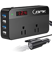 BMK 200W Car Power Inverter, Upgraded DC 12V to 110V AC Car Inverter 4 USB Ports Charger Adapter ...