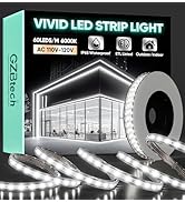 GZBtech AC 110-120V LED Strip Lighting 16.4FT/5M, 6000K Cool White IP65 Waterproof Outdoor Strip ...