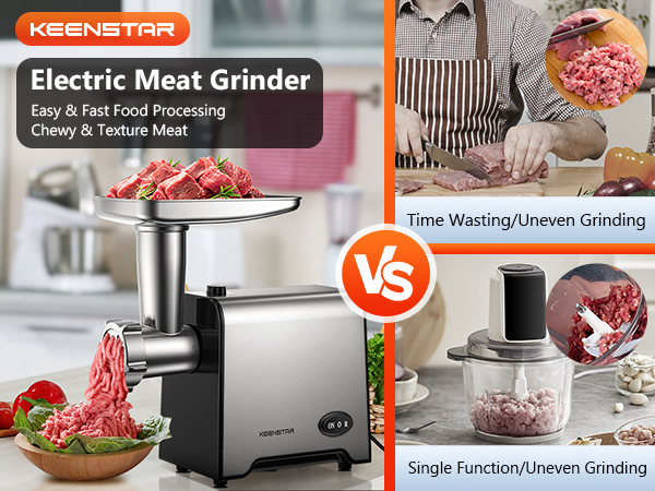 Electric Meat Grinder with Sausage Stuffer Maker &amp;amp; Kubbe Kit