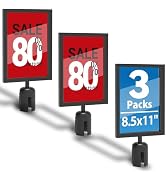 Estleys 3 Pcs Stanchion Sign Holder 8.3 x 11.7, Portrait Post Top Stand Poster Display, Double Si...