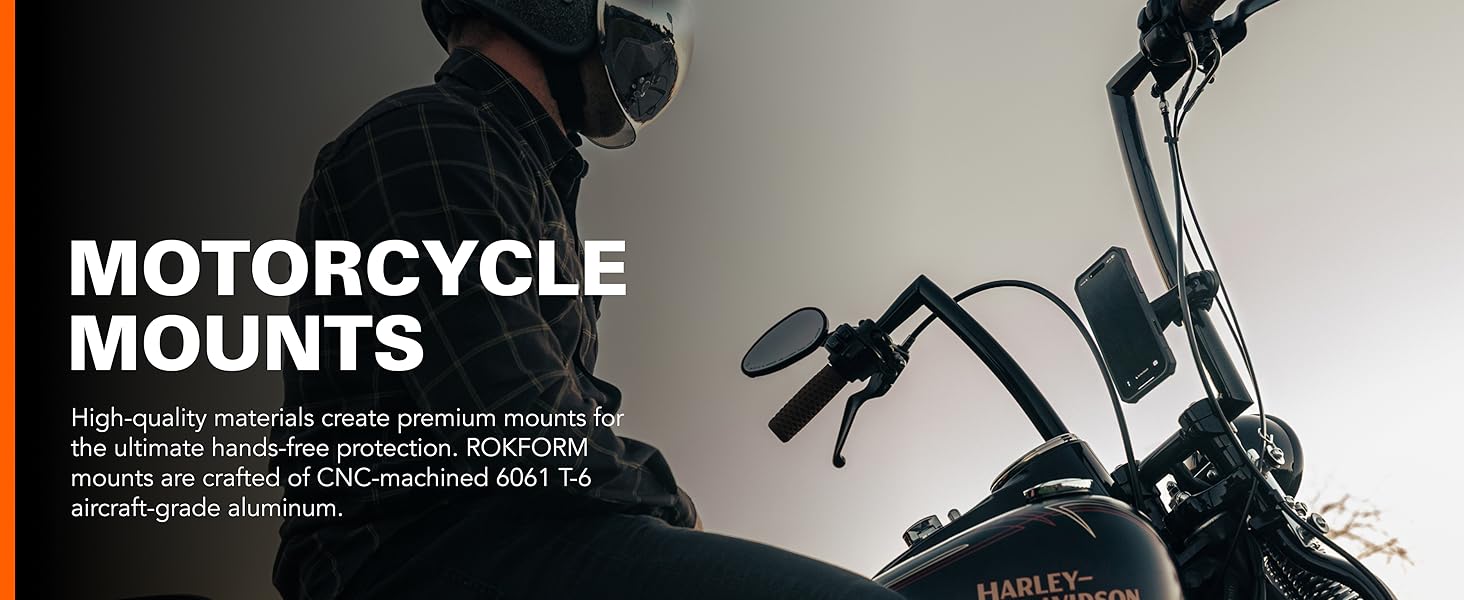 rokform iphone 17 pro motorcycle mount; indestructible iphone case; iphone 17 pro harley mount