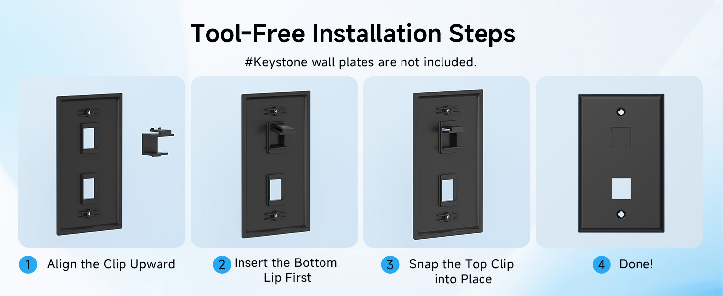 Blank keystone jack inserts for professional wall plate setup