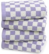 Jacquotha Hand Towel for Bathroom Guest Room Home - 100% Cotton Hand Towels Set Lilac Checkered P...