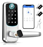 Smart Door Lock with Handle,Keyless Entry Door Lock,8-in-1 Fingerprint Door Lock with Keypad - De...