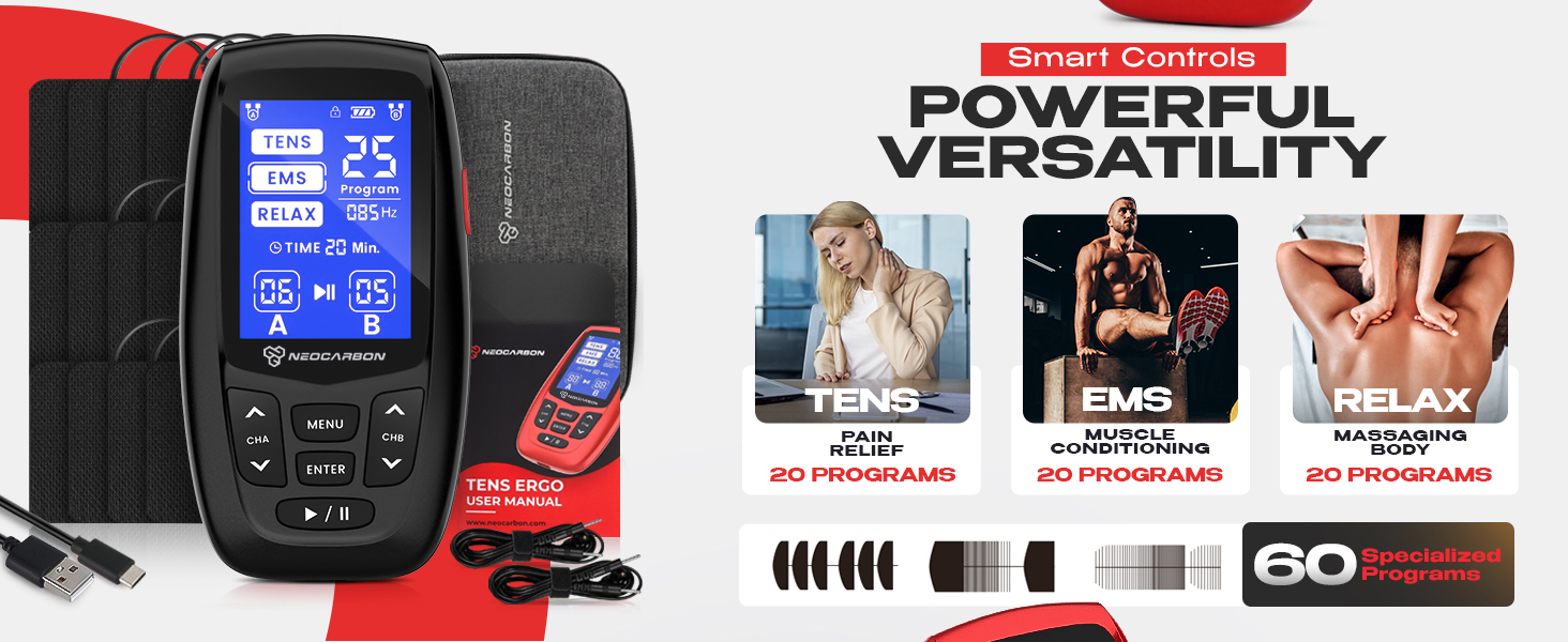 tens unit pulse muscle stimulator pms ems electrode pads electric shock therapy pain relief